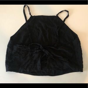EXPRESS - Black Crop Top with Knot